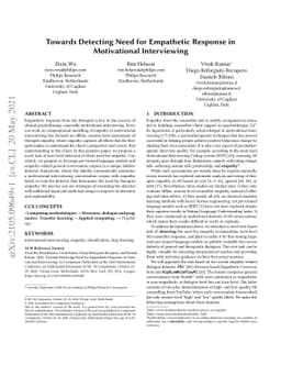 Towards Detecting Need for Empathetic Response in Motivational
  Interviewing