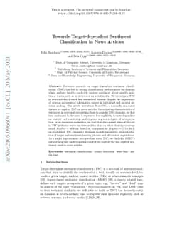 Towards Target-dependent Sentiment Classification in News Articles