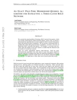 An Exact Poly-Time Membership-Queries Algorithm for Extraction a
  three-Layer ReLU Network