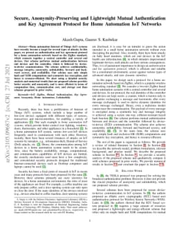 Secure, Anonymity-Preserving and Lightweight Mutual Authentication and
  Key Agreement Protocol for Home Automation IoT Networks