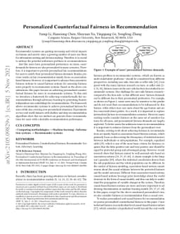 Personalized Counterfactual Fairness in Recommendation