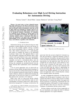 Evaluating Robustness over High Level Driving Instruction for Autonomous
  Driving