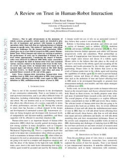 A Review on Trust in Human-Robot Interaction