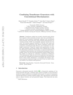 Combining Transformer Generators with Convolutional Discriminators
