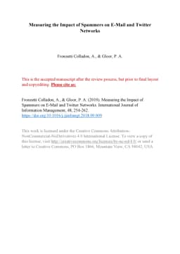 Measuring the impact of spammers on e-mail and Twitter networks