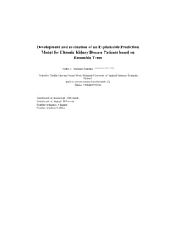 Development and evaluation of an Explainable Prediction Model for
  Chronic Kidney Disease Patients based on Ensemble Trees