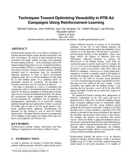 Techniques Toward Optimizing Viewability in RTB Ad Campaigns Using
  Reinforcement Learning