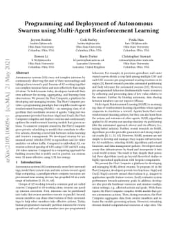Programming and Deployment of Autonomous Swarms using Multi-Agent
  Reinforcement Learning