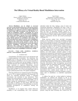 The Efficacy of a Virtual Reality-Based Mindfulness Intervention