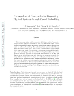 Universal set of Observables for Forecasting Physical Systems through
  Causal Embedding