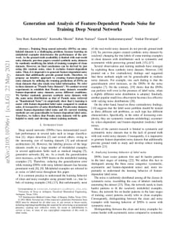 Generation and Analysis of Feature-Dependent Pseudo Noise for Training
  Deep Neural Networks