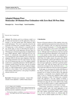 Adapted Human Pose: Monocular 3D Human Pose Estimation with Zero Real 3D
  Pose Data