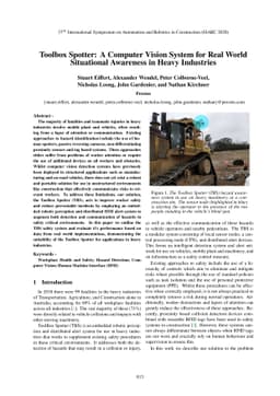 Toolbox Spotter: A Computer Vision System for Real World Situational
  Awareness in Heavy Industries