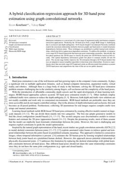 A hybrid classification-regression approach for 3D hand pose estimation
  using graph convolutional networks