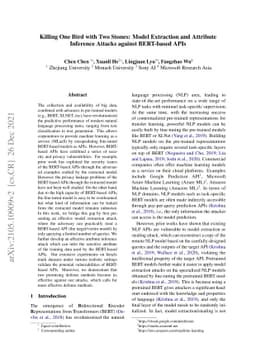 Killing One Bird with Two Stones: Model Extraction and Attribute
  Inference Attacks against BERT-based APIs