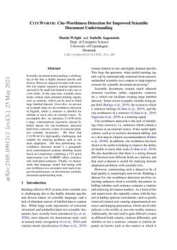CiteWorth: Cite-Worthiness Detection for Improved Scientific Document
  Understanding