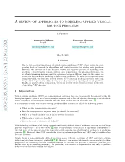 A review of approaches to modeling applied vehicle routing problems