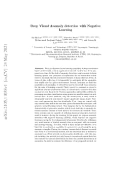Deep Visual Anomaly detection with Negative Learning