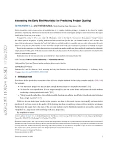 Assessing the Early Bird Heuristic (for Predicting Project Quality)