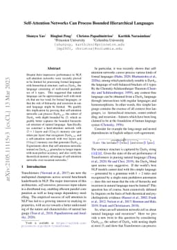 Self-Attention Networks Can Process Bounded Hierarchical Languages