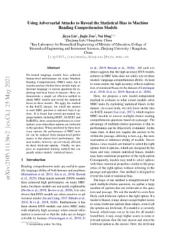 Using Adversarial Attacks to Reveal the Statistical Bias in Machine
  Reading Comprehension Models