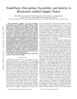 TradeChain: Decoupling Traceability and Identity inBlockchain enabled
  Supply Chains