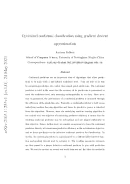 Optimized conformal classification using gradient descent approximation