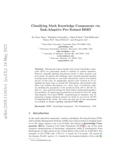 Classifying Math KCs via Task-Adaptive Pre-Trained BERT