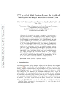 IITP at AILA 2019: System Report for Artificial Intelligence for Legal
  Assistance Shared Task
