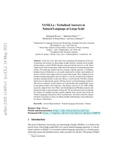 VANiLLa : Verbalized Answers in Natural Language at Large Scale