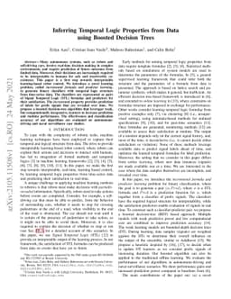 Inferring Temporal Logic Properties from Data using Boosted Decision
  Trees
