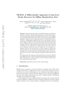 TRACE: A Differentiable Approach to Line-level Stroke Recovery for
  Offline Handwritten Text