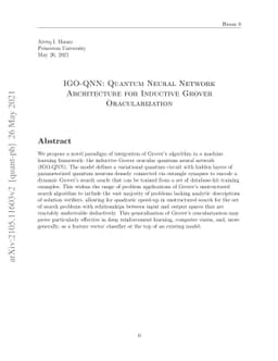 IGO-QNN: Quantum Neural Network Architecture for Inductive Grover
  Oracularization