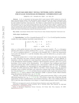 Least-Squares ReLU Neural Network (LSNN) Method For Scalar Nonlinear
  Hyperbolic Conservation Law