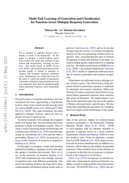 Multi-Task Learning of Generation and Classification for Emotion-Aware
  Dialogue Response Generation