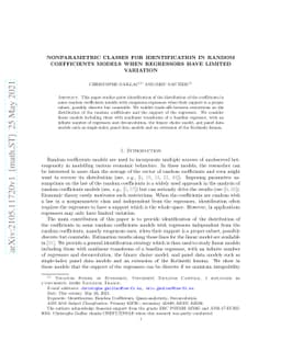 Nonparametric classes for identification in random coefficients models
  when regressors have limited variation