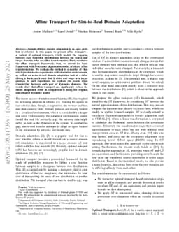 Affine Transport for Sim-to-Real Domain Adaptation
