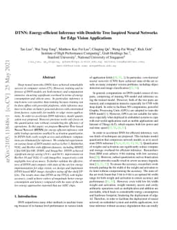 DTNN: Energy-efficient Inference with Dendrite Tree Inspired Neural
  Networks for Edge Vision Applications