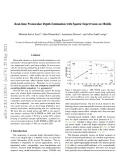 Real-time Monocular Depth Estimation with Sparse Supervision on Mobile