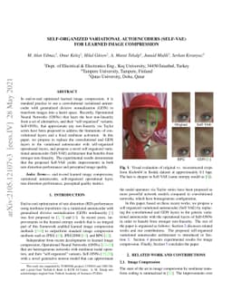 Self-Organized Variational Autoencoders (Self-VAE) for Learned Image
  Compression