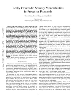 Leaky Frontends: Security Vulnerabilities in Processor Frontends
