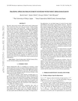 Training Speech Enhancement Systems with Noisy Speech Datasets