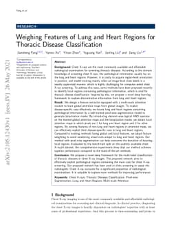 Weighing Features of Lung and Heart Regions for Thoracic Disease
  Classification