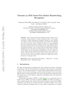 Towards an IMU-based Pen Online Handwriting Recognizer