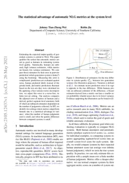 The statistical advantage of automatic NLG metrics at the system level