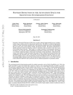 Pattern Detection in the Activation Space for Identifying Synthesized
  Content