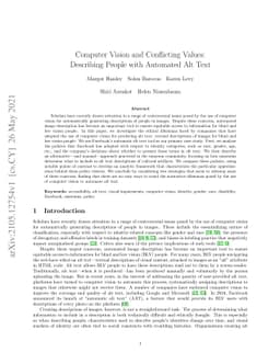 Computer Vision and Conflicting Values: Describing People with Automated
  Alt Text