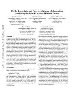 On the Exploitation of Neuroevolutionary Information: Analyzing the Past
  for a More Efficient Future