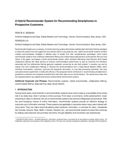 A Hybrid Recommender System for Recommending Smartphones to Prospective
  Customers