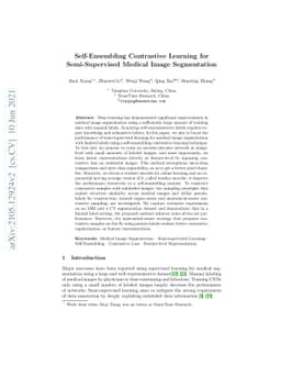 Self-Ensembling Contrastive Learning for Semi-Supervised Medical Image
  Segmentation